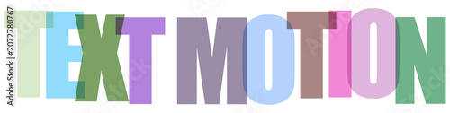Colorful overlapping text graphics spells out motion and movement concepts