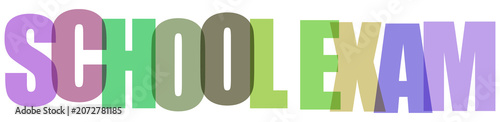 Colorful School Exam Text Graphic Isolated on Transparent Background