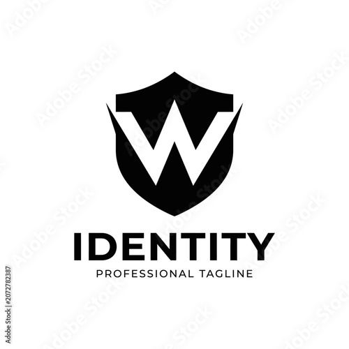 Black shield logo with white letter W.