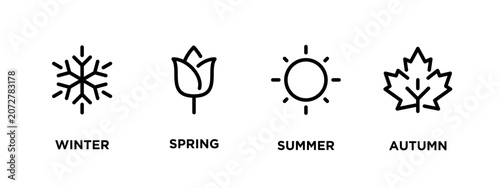 Obraz na płótnie Four season icons on white background