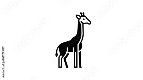 Obraz Black silhouette of a giraffe standing.