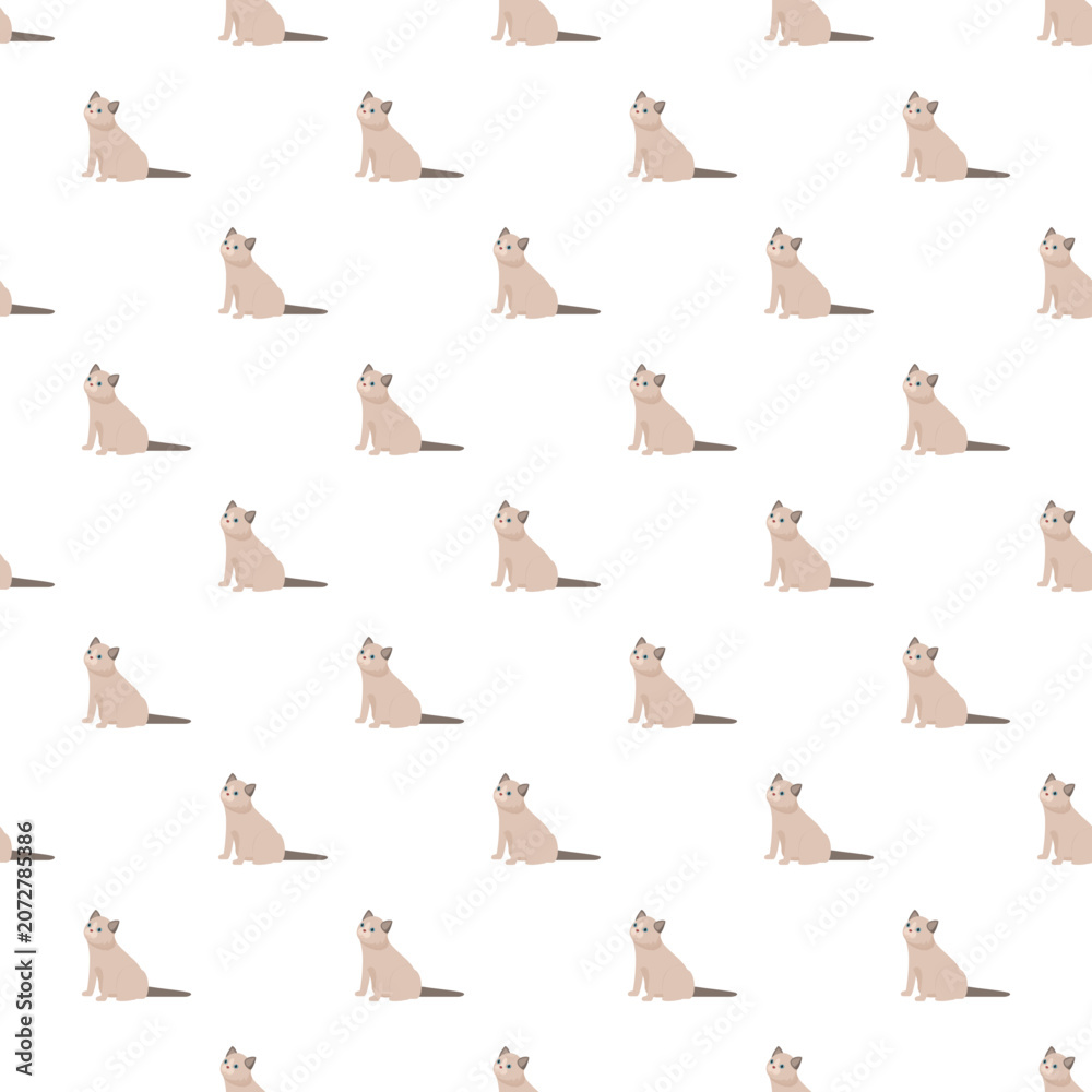 Fototapeta premium Cute siamese cats sitting in a repetitive pattern for textile design or wallpaper