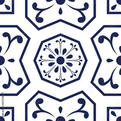 Vintage Ceramic Floral Ornament Seamless Design