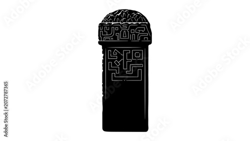 Φωτογραφία Ancient Glyph Stone: A mysterious black stone tablet inscribed with intricate, maze-like glyphs, evoking a sense of lost civilization and forgotten knowledge