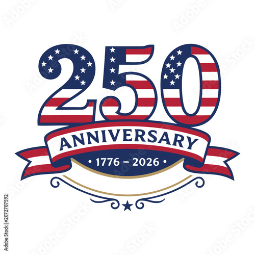 250 Anniversary Celebration Emblem United States Independence Concept Design white background