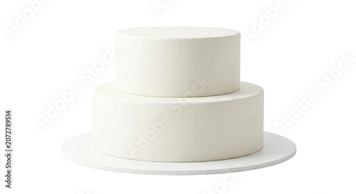 Konstfotografi Blank white two tiered wedding cake mockup on transparent background