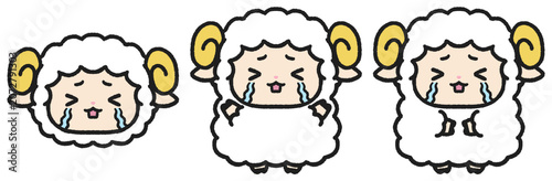 Foto 泣いている羊のイラストセット