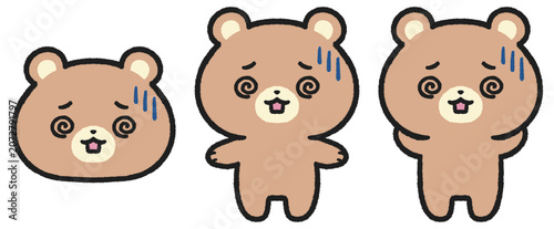 Canvas-taulu 混乱している様子のクマのイラストセット