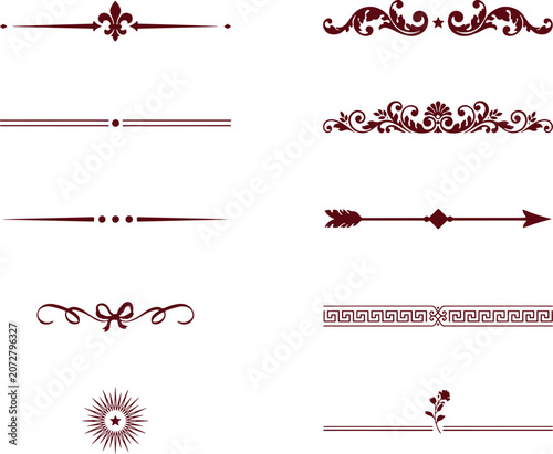 Vintage decorative frame set with ornate floral borders, scroll and swirl vector elements, elegant retro Victorian calligraphic design banners, dividers and ornamental illustration collection