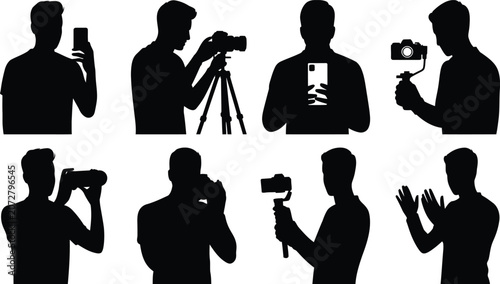 Photos Photography and videography silhouettes using cameras, smartphones, stabilizers,