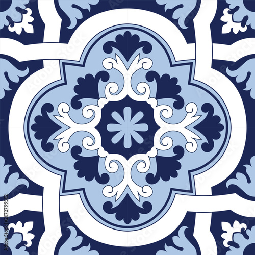 Vintage Ceramic Floral Ornament Seamless Design