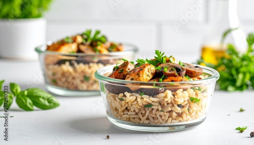 Fried rice with shrimp chicken and fresh vegetable salad served as a delicious Thai cuisine meal in a restaurant setting healthy spicy gourmet lunch or dinner dish
