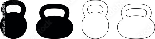 Quadro su tela Set of four kettlebell shapes, two solid black and two outlined