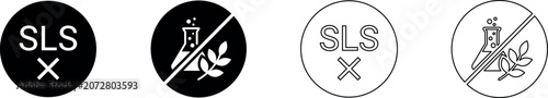 Φωτογραφία Set of icons indicating absence of SLS and harmful chemicals in products