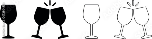 Foto Two wine glasses clinking together in a celebratory toast, black and white