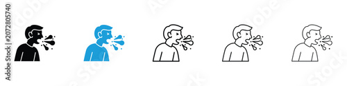 Bild auf Leinwand Cough icons vector illustrations in black and blue colors for web and ui designs