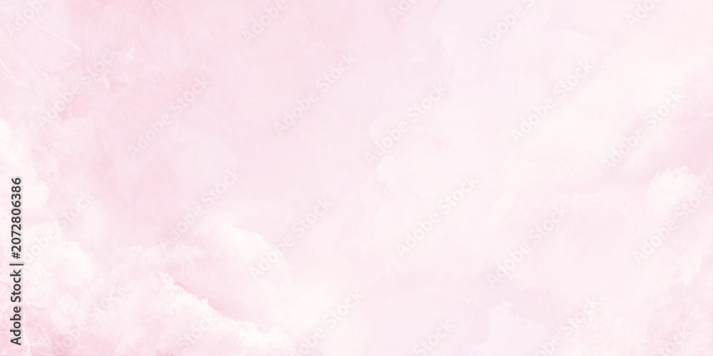Fototapeta premium Soft pink cloudy sky watercolor background with white clouds and subtle texture, Ideal for design and branding applications