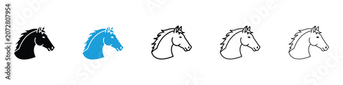 Bild auf Leinwand Horse icons vector illustrations in black and blue colors for web and ui designs