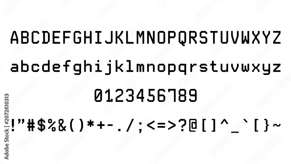 Obraz premium Letter and Number Symbols Digital Display Typography Design with Uppercase Lowercase Characters and Punctuation