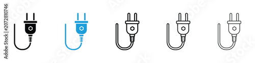 Canvastavla Plug icons vector illustrations in black and blue colors for web and ui designs