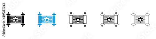 Schilderij op canvas Scroll Torah icons vector illustrations in black and blue colors for web and ui