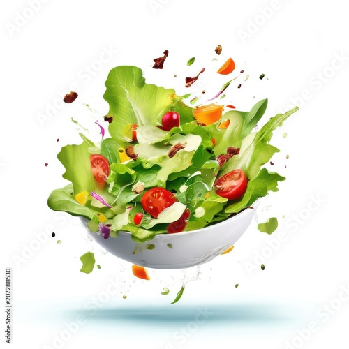 an AI Image Generator, Fresh Vegetable Salad With Tomatoes and Lettuce