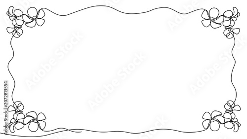 Minimalist Elegant One Line drawing Floral Border