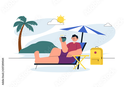 Solo Travel Vector Illustration Featuring Independent Journey, Adventure Tourism, Backpacking Experience, Travel Exploration, and Vacation Lifestyle