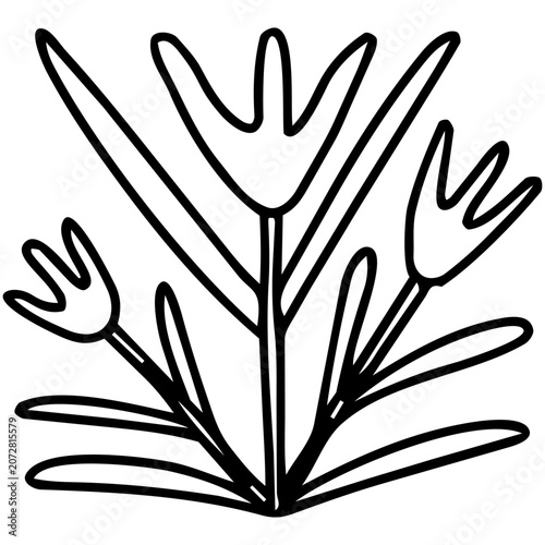 Simple naive doodle hand drawn flower, vector line art