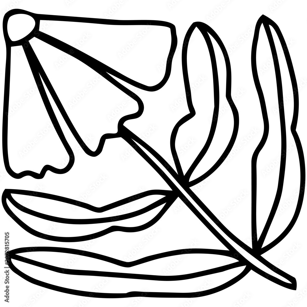 Fototapeta premium Simple naive doodle hand drawn flower, vector line art