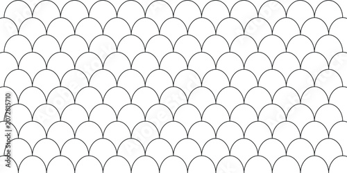Abstract Japanese Fish Scale Line Pattern and Art Deco Seamless Waves
