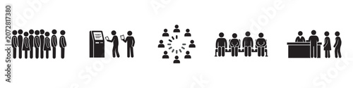 Bilde på lerret Queue and waiting line icon set