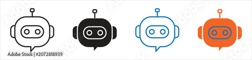 AI Chatbot Virtual Assistant Outline Vector Icon .