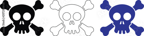 Quadro em tela Skull and crossbones vector illustration representing danger hazard symbol with classic bony structure for warning signs or pirate themed graphic design