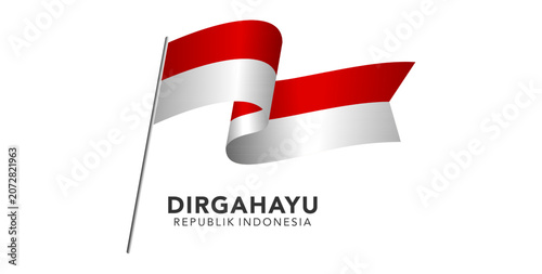 Waving Indonesian Flag Illustration For Independence Event