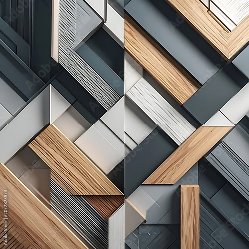 Modern geometric wooden wall design pattern.