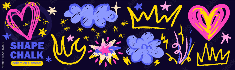 Obraz premium Crayon line pencil with star background draw for scribble texture icon.