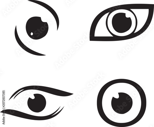 Quadro su tela Human eyes vector icon set isolated on white.