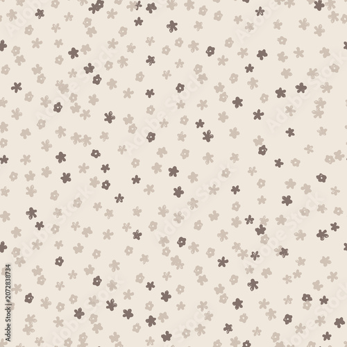 Beige neutral vector seamless pattern with tiny abstract flowers