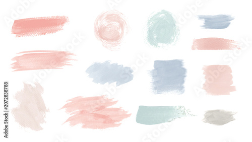 Φωτογραφία Vector of pastel watercolor brush strokes in various shapes and soft colors