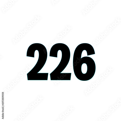 Number 226 in bold black text on white background