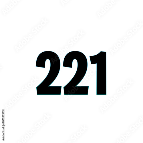 Number 221 in bold black text on white background