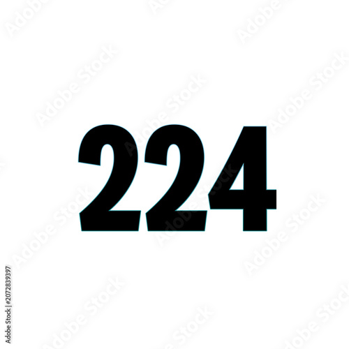 Number 224 in bold black text on white background