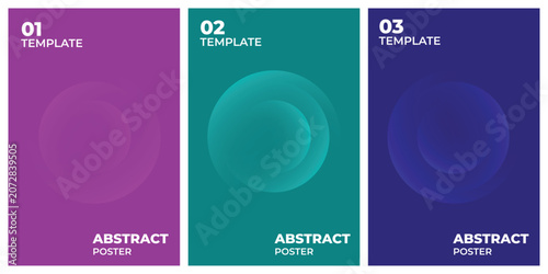 Abstract Minimalist Poster Template Set with Soft Glowing Circular Gradient.