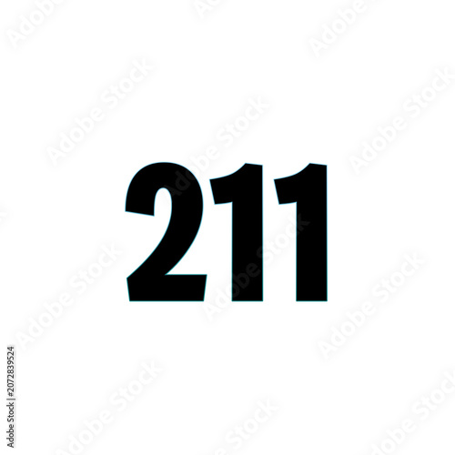 Number two hundred eleven in bold black typography
