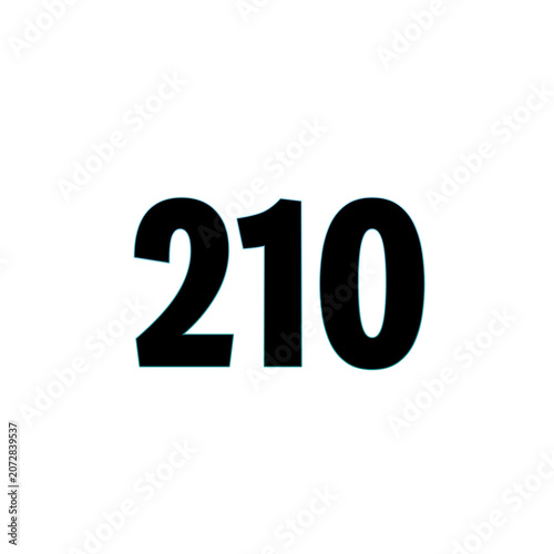Number 210 in bold black font on white background