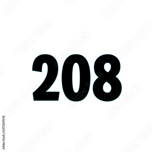 Number 208 in bold black font on white background