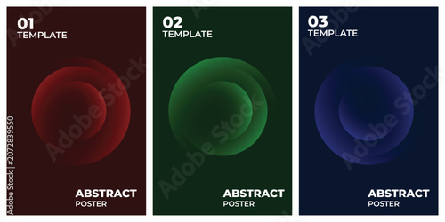 Futuristic Abstract Poster Set with Circular Neon Gradient Design.