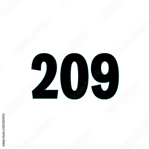 Number 209 in bold black font on white background