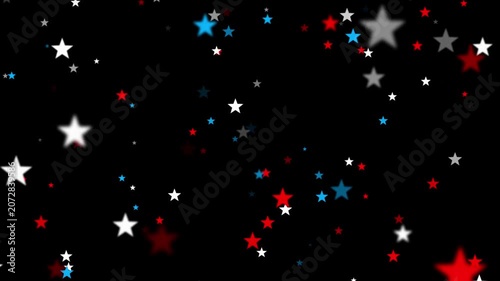 Patriotic Stars Animation Black Background 4K – Red White Blue USA Stars Falling for 4th of July Memorial Day Veterans Day Alpha Channel